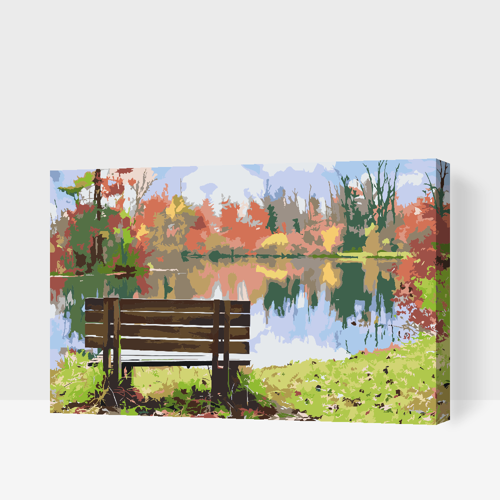 Malování podle čísel - Bench by the Pond
